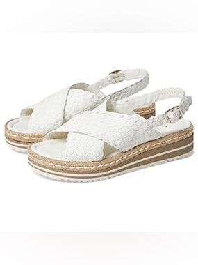 La CANADIENNE White Braided Slingback Platform Sandals